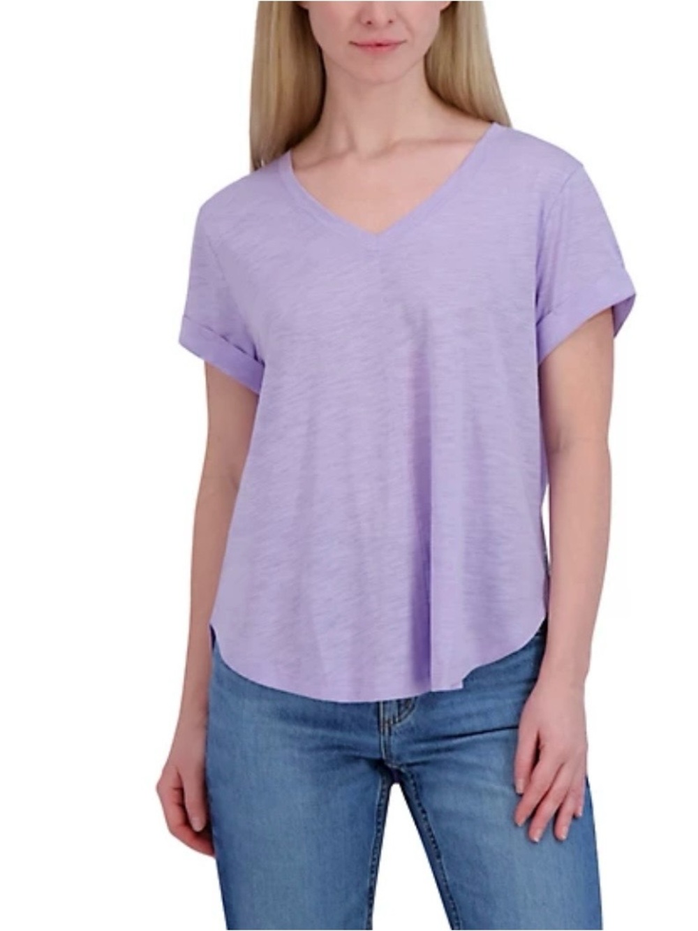 Eddie Bauer slub shirttail hem v-neck short-sleeve t-shirt